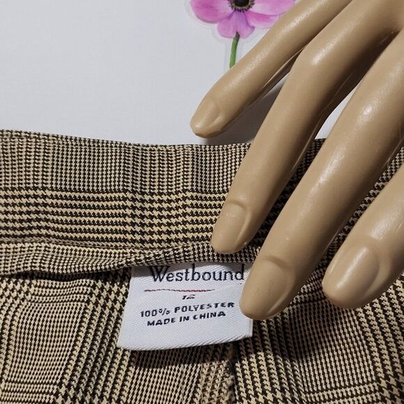 Westbound, Not Worn, Brown & Tan Houndstooth Pattern Women's Pantss, Size 12 - Picture 3 of 6